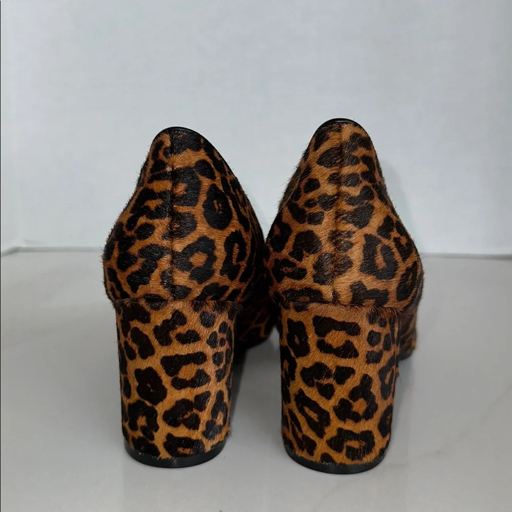 NEW AEROSOLES Betsy Comfortable Cheetah Mid Heel Pump Genuine Leather Cow Hair